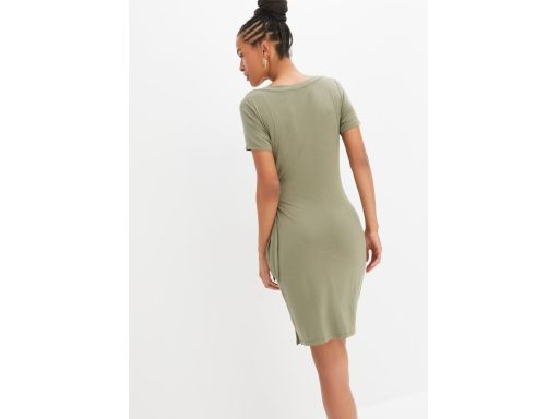 B.P.C sukienka wiskozowa khaki z przewiązaniem 48/50.