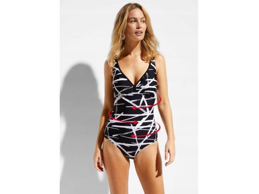 B.P.C kostium jednoczęściowy czarny w białe wzory 46.