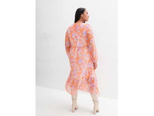 B.P.C sukienka szyfonowa z falbanami pomarańczowa 44.