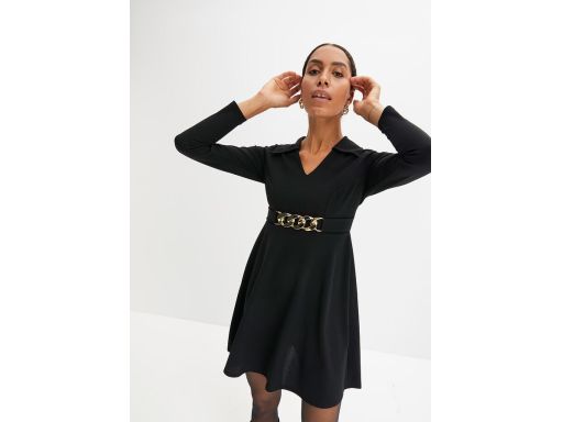 B.P.C sukienka czarna ze złotym łańcuchem w pasie 36/38.
