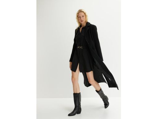 B.P.C sukienka koszulowa czarna z dekoracyjnym paskiem ^42