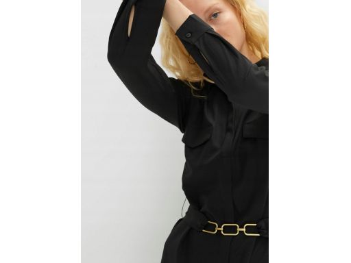 B.P.C sukienka koszulowa czarna z dekoracyjnym paskiem ^42