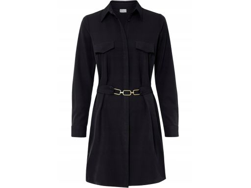 B.P.C sukienka koszulowa czarna z dekoracyjnym paskiem ^42
