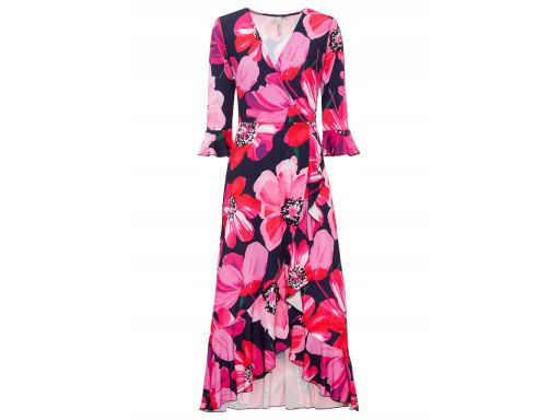 B.P.C sukienka kopertowa w kwiaty asymetryczna 36/38.