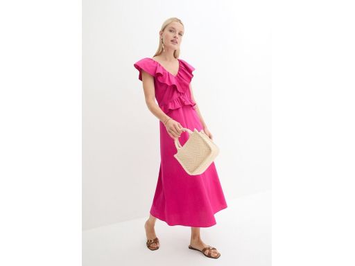 B.P.C sukienka różowa maxi z falbanką 38.