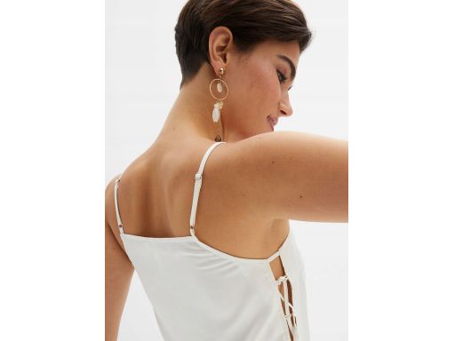 B.P.C satynowy top śmietanowy SEXY z wiązaniem ^38