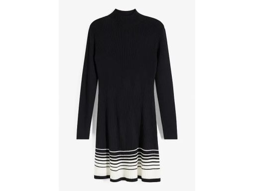 B.P.C czarna dzianinowa sukienka z paskami białymi r.36/38