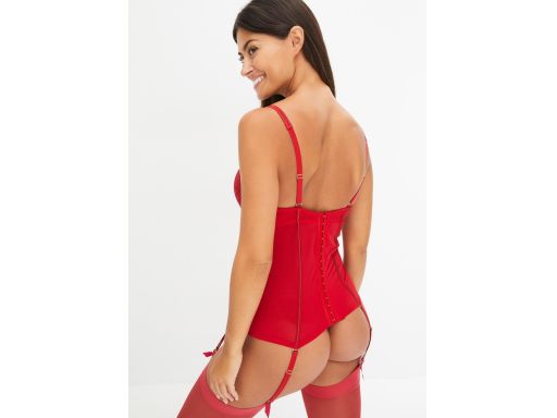 B.P.C czerwony gorset usztywniany z odpinanymi paskami do pończoch 95E