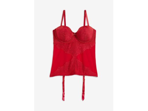 B.P.C czerwony gorset usztywniany z odpinanymi paskami do pończoch 95E