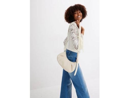 B.P.C kremowa bluzka z lekkiej krepy z koronką ^36/38