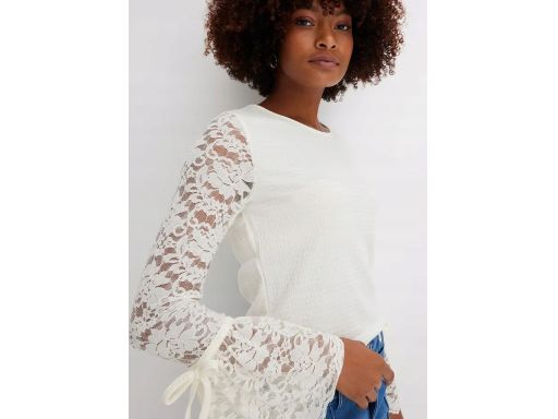B.P.C kremowa bluzka z lekkiej krepy z koronką ^36/38