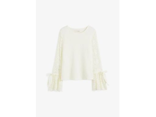 B.P.C kremowa bluzka z lekkiej krepy z koronką ^36/38