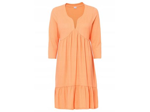 B.P.C sukienka pomarańczowa z krepy z falbanami 40/42.