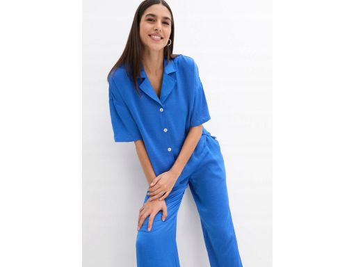 B.P.C szafirowa koszula satynowa z krótkim rękawem 52.