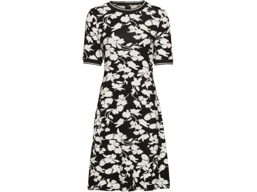 B.P.C sukienka shirtowa czarna w białe wzory kwiatowe ^32/34