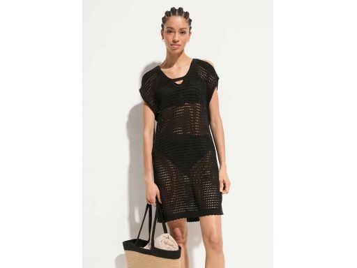 B.P.C plażowa tunika ażurowa czarna r.52/54