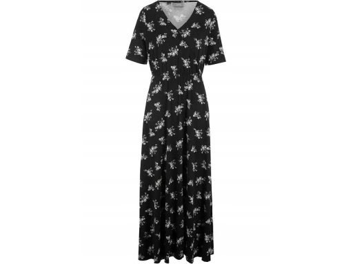 B.P.C czarna sukienka w kwiatuszki długa r.40/42