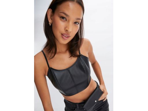 B.P.C krótki top czarny z eko skóry ^40