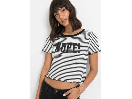 B.P.C Krótki t-shirt w paski z nadrukiem ^44/46