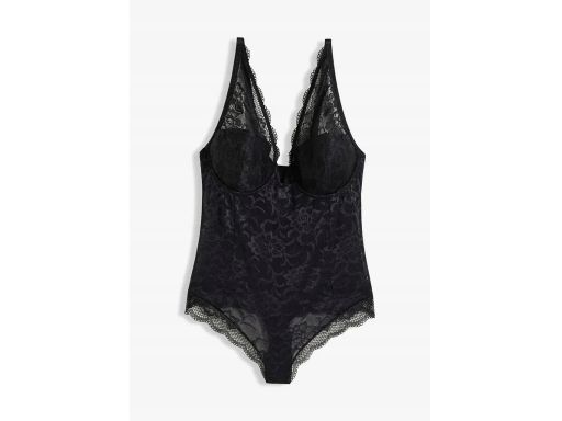 B.P.C body czarne ze stringami usztywniane miseczki koronkowe r.90C