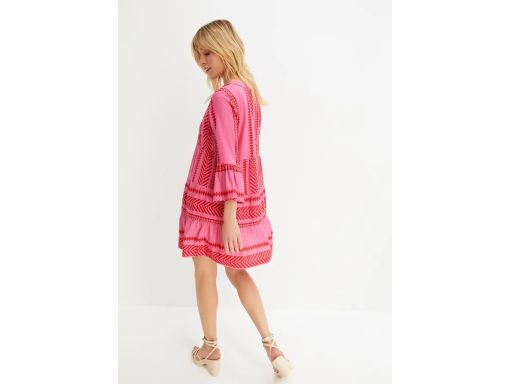 B.P.C krótka sukienka czerwono-różowa we wzory z wiskozy ^38