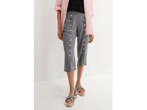 B.P.C jeansy 3/4 z lyocellu szare z guzikami ^54