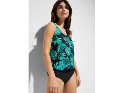 B.P.C kostium kąpielowy oversize czarny w zielone liście ^46