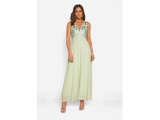 B.P.C sukienka szałwiowa wieczorowa z haftami 38.