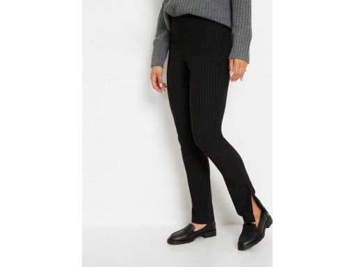 B.P.C czarne spodnie w paseczki z rozcięciami 36.
