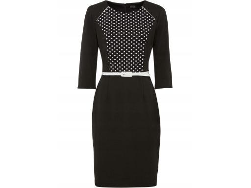 B.P.C sukienka z dżerseju czarna w groszki 36.