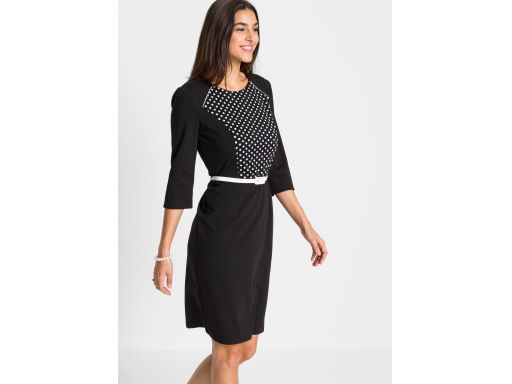 B.P.C sukienka z dżerseju czarna w groszki 36.