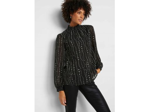 B.P.C bluzka szyfonowa czarna w gwiazdki ze stójką 36.