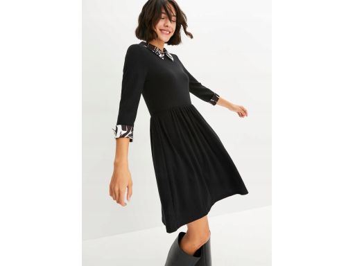 B.P.C czarna sukienka z koszulowym kołnierzykiem 40/42.
