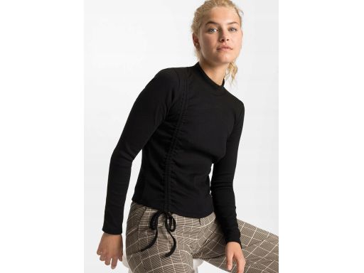 B.P.C bluzka czarna prążek z marszczeniem 36/38.