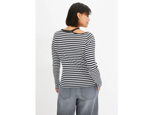 B.P.C bluzka prążek w paski biało-czarna z wycięciem na ramieniu ^36/3
