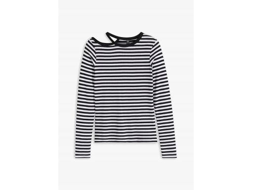 B.P.C bluzka prążek w paski biało-czarna z wycięciem na ramieniu ^36/3