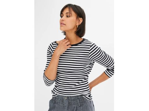 B.P.C bluzka prążek w paski biało-czarna z wycięciem na ramieniu ^36/3