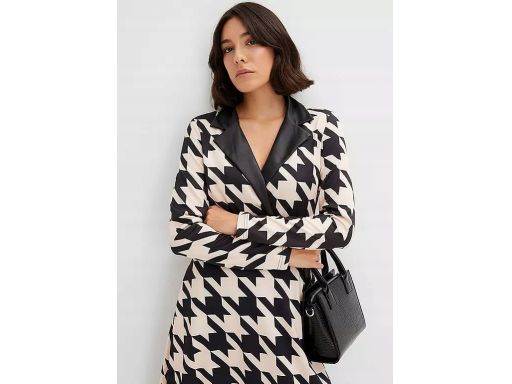 B.P.C sukienka czarno-beżowa we wzory midi 40/42.