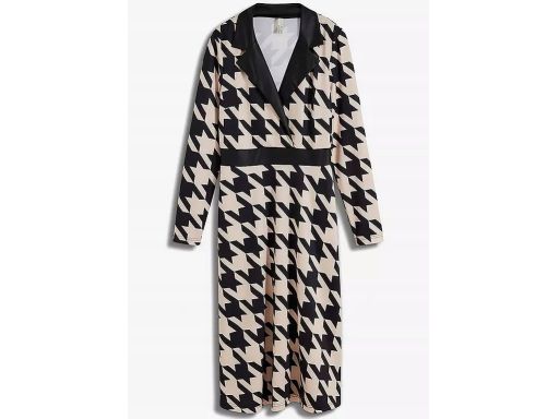 B.P.C sukienka czarno-beżowa we wzory midi 40/42.