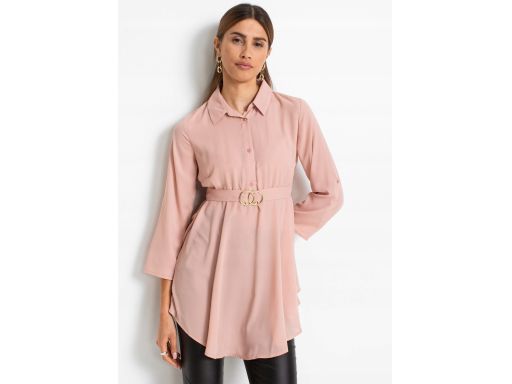 B.P.C długa różowa tunika koszulowa z szyfonu 44.