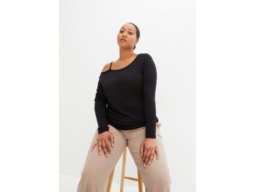 B.P.C czarna bluzka z połyskującą aplikacją przy ramieniu ^36/38