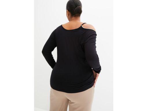 B.P.C czarna bluzka z połyskującą aplikacją przy ramieniu ^36/38