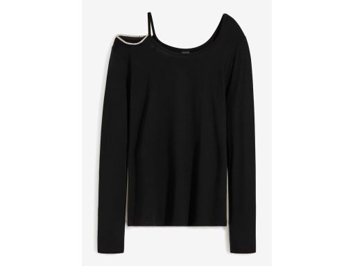 B.P.C czarna bluzka z połyskującą aplikacją przy ramieniu ^36/38