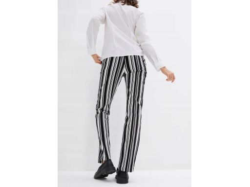 B.P.C spodnie ze stretchem biało-czarne w paski 48.