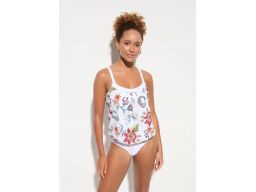 B.P.C tankini białe w kolorowe wzory z białymi figami 48.