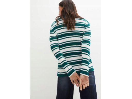 B.P.C sweter damski w paski biało-zielony r.48/50