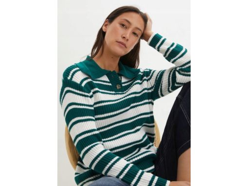 B.P.C sweter damski w paski biało-zielony r.48/50