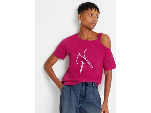 Bluzka t-shirt nadruk wycięcie r.44/46