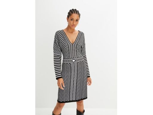 B.P.C dzianinowa sukienka we wzory r.32/34