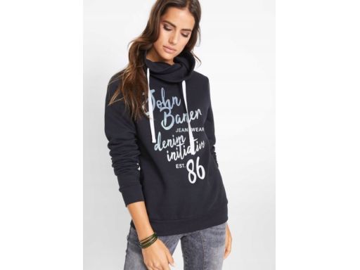 B.P.C bluza czarna z nadrukiem i brokatem 36/38.